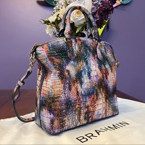 💜💜GORGEOUS COLOR!! NWOT Brahmin Woodland Large Duxbury Satchel Bag